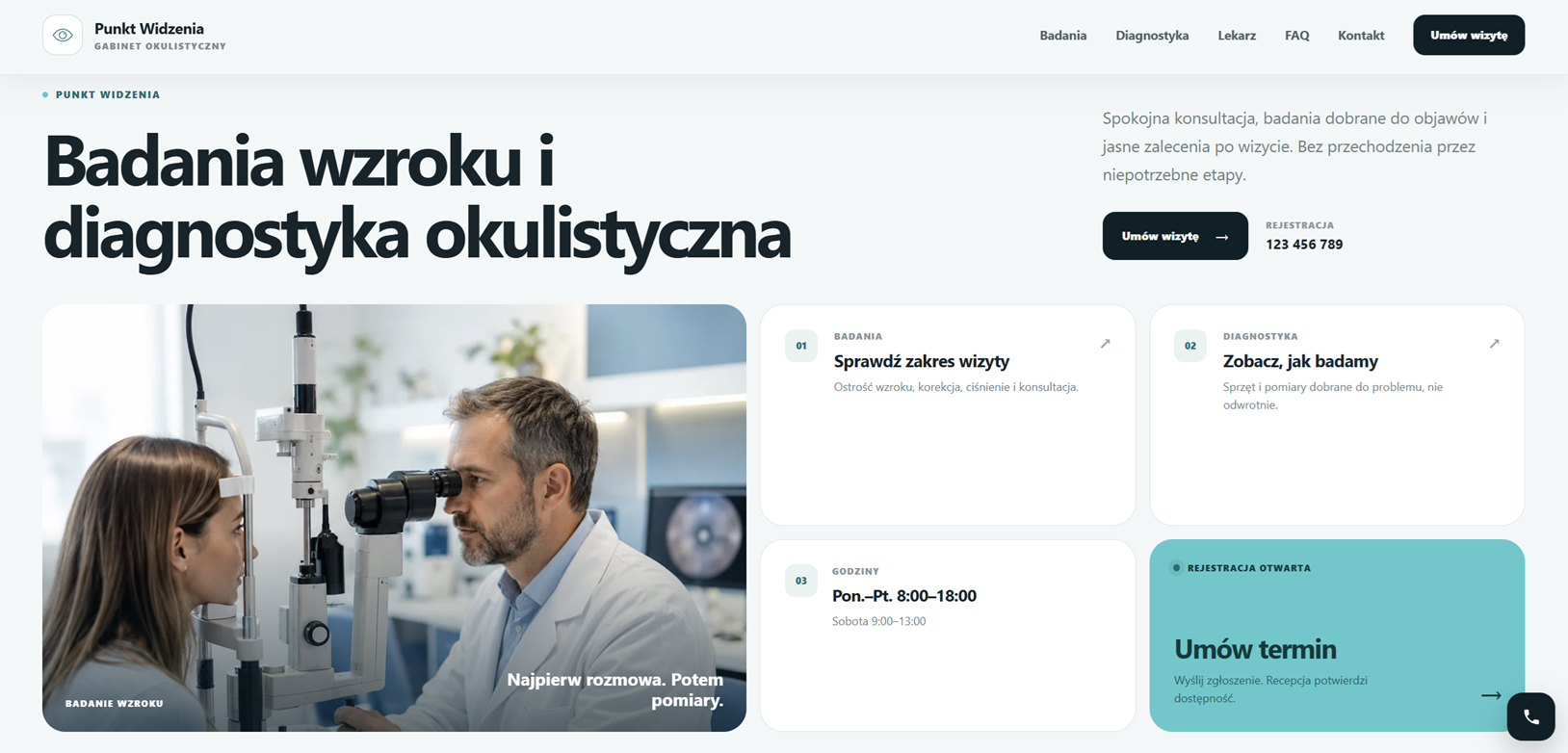 Podgląd strony Punkt Widzenia — gabinet okulistyczny